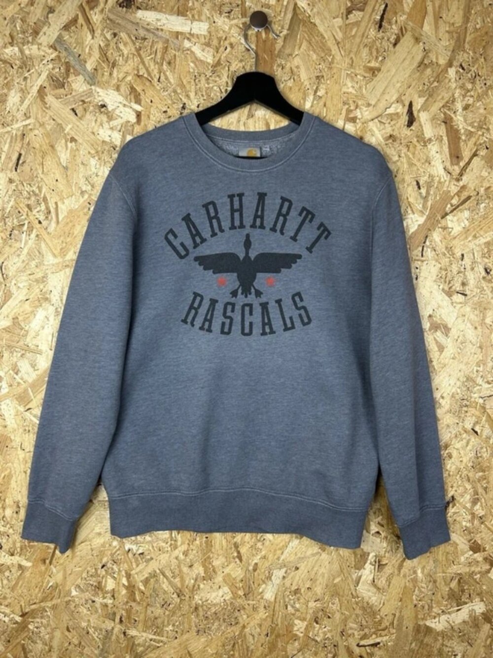 Carhartt Rascals Sweatshirt Jumper Spell Out Crew Neck Grey Medium